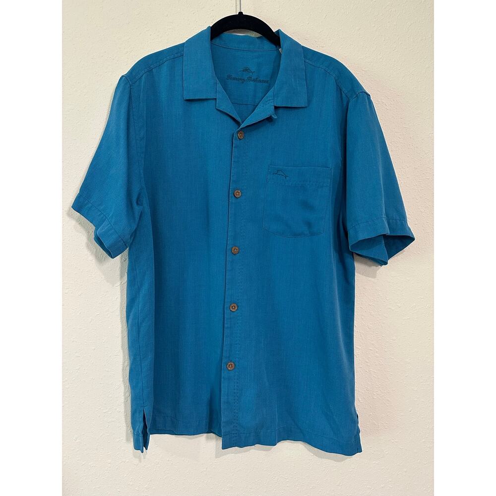 Tommy Bahama Mens M Island Zone Silk Blend Camp Shirt Short Sleeve Button Up